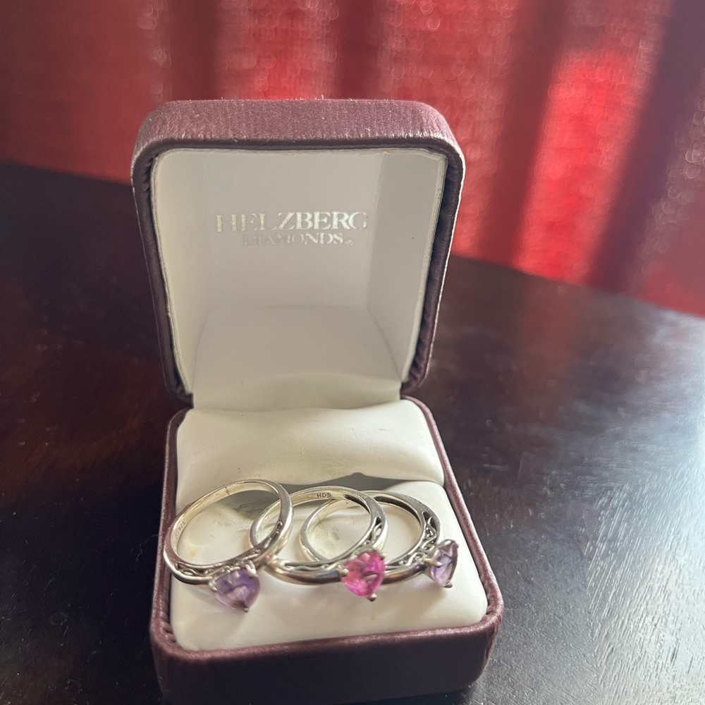 Sterling Silver Stackable Heart Shaped Rings - image 2